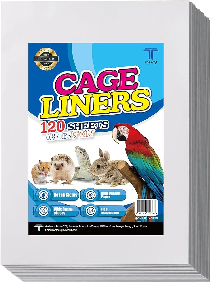 T TORTO9 Bird Cage Liner - 120 Paper Sheets, 9" x 12", 0.87 lb - Ideal for Pet Habitats, Bulk Pack for Long-Lasting Use, Newsprint Texture, Convenient Parcel Packaging