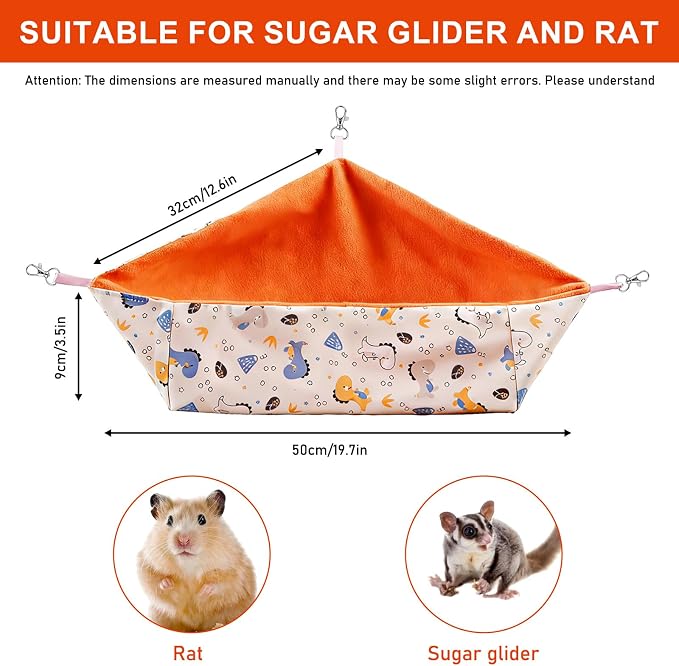 Sugar Glider Toy Box & Hanging Hammock, Soft Dig Box for Small Animals, Washable Cage Accessories for Sugar Gliders, Hedgehogs, Rats
