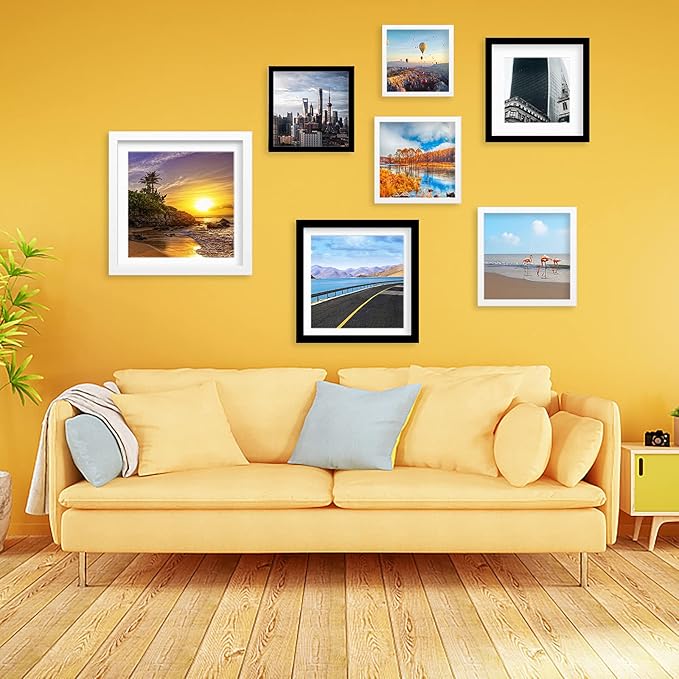 12x12 Wood Picture Frames for Wall Hanging or Tabletop,Diamond Painting Frame Baby Scan Picture Frames with 2 Mats Display 8x8 or 10x10 for Family Walls Decoration,Anniversary,Wedding,Christmas(Black)