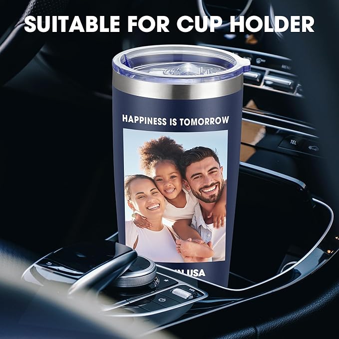 Personalized Custom Tumbler Print in USA 72 Pcs 20oz Stainless Steel Coffee Cup with Lid & Straw Double Wall Insulated Tumbler with Colorful Text Logo Photo