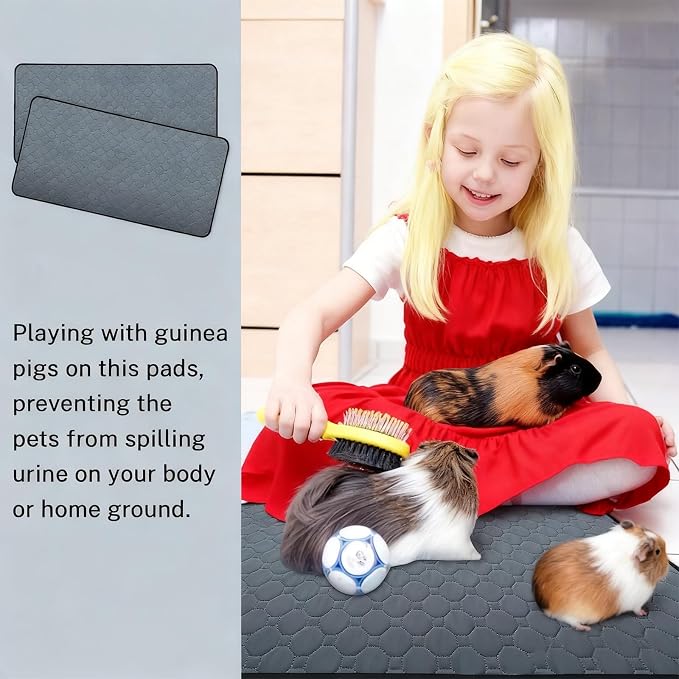 2 Pack Washable Guinea Pig Cage Liners & Pee Pads (24"x47") - Waterproof, Super Absorbent, Non-Slip Bedding for Rabbits, Hamsters, Rats