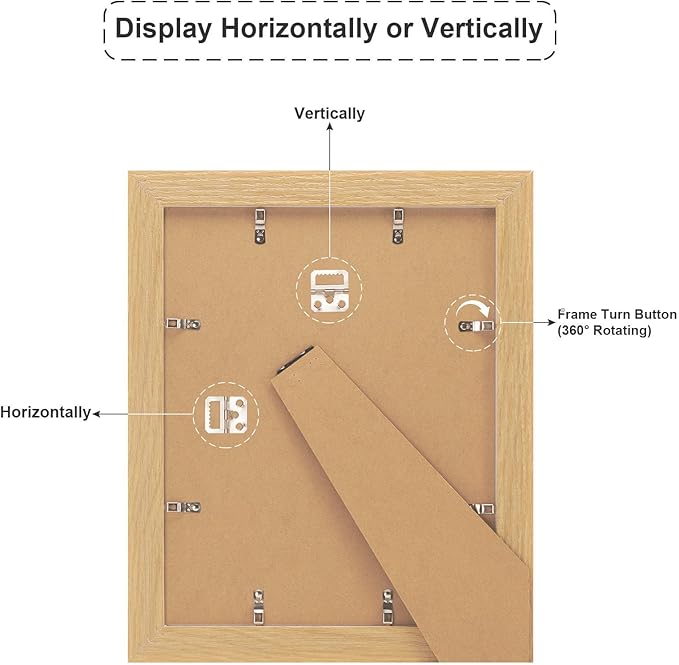 11x14 Picture Frame Display 5 opening 4X6 Picture Frame Collage,Multi Photo Frame with Mat,Plexiglass,Wall or Tabletop Decor,Natural Wood Grain