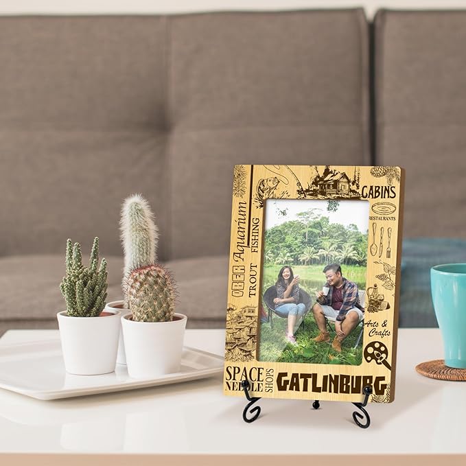 Fishing Picture Frame Wood Photo Frame for Friends Men Women, Farmhouse Tabletop Display 4 x 6 Picture Frame Father’s Day Vacation Gifts for Lake Lover Daughter Son, Lake House Holiday Decorations -18