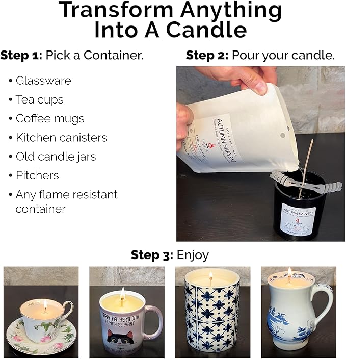 Phoenix Wick Candle Making Kit – Transform Anything Into A Candle – Candle Making Kit with Wick + 7oz Wax (Lemon Verbena Scent)