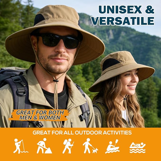 EINSKEY Wide Brim Sun Hat, UPF 50+ UV Protection Waterproof Packable Bucket Hat for Men & Women, Fishing Hiking Beach Garden