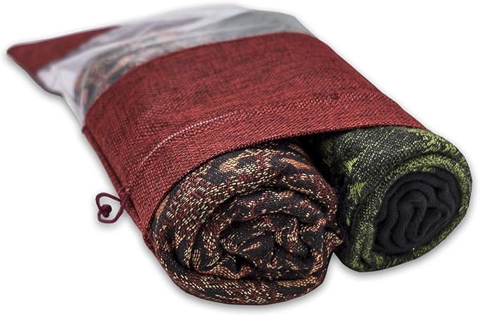 12-Pack X-Large Linen Burlap & Organza Gift Bags w. Drawstrings (7.5x11.5 in, Maroon) - Party Favors, Presents, Samples & Treats Mesh Pouch by The Display Guys