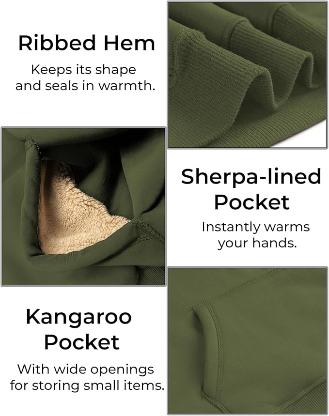 Boladeci Men's Sherpa Lined Hoodie Sweatshirts Heavy Fleece Cotton for Winter Cold Weather