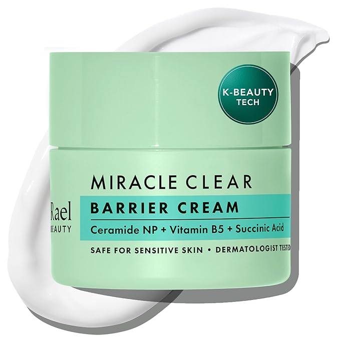 Rael Face Moisturizer, Miracle Clear Barrier Cream – Lightweight Moisturizer with Succinic Acid and Vitamin B5, Hydration, Korean Skin Care (1.8 oz)