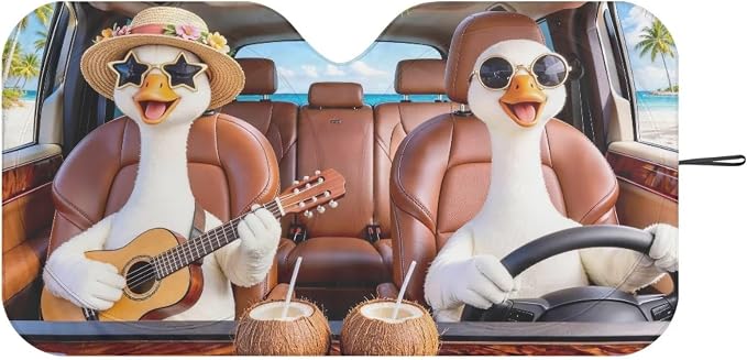 Cute Geese Car Front Windshield Sun Shade Reflect UV Sun and Heat Foldable Funny Car Windshield Sunshades Easy to Store Sun Visor Protector Universal Vehicle Accessories