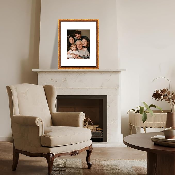 XUANLUO 1 pcs 11x14 Picture Frame with Gold Color,Rustic Retro Photo Frame with HD Plastic Cover for Wall Mount,Display Family Friends Wedding Gift