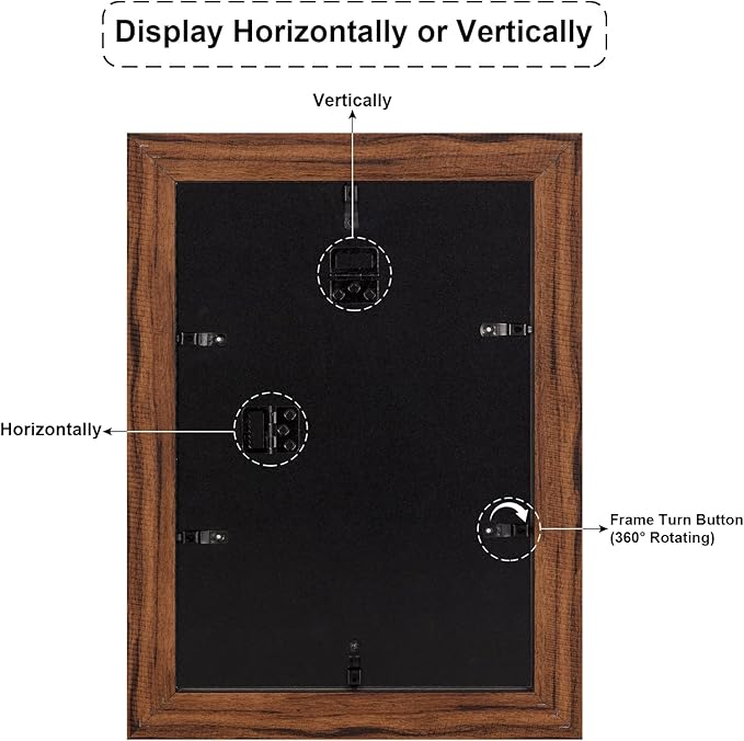 9x13 Picture Frame Display 4 opening 4X6 Picture Frame Collage,Multi Photo Frame with Mat,Plexiglass,Wall or Tabletop Decor,Carbonized Brown Wood Grain