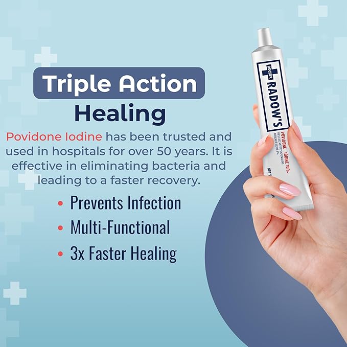 Povidone Iodine Antiseptic Ointment -10% Povidone Iodine, No Antibiotics, for Wounds, Burns, Cuts & More, Promotes Faster Healing, Home and Medical Use, 1 oz (28.35 g).