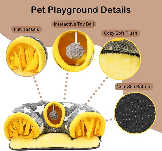 Avont Guinea Pig Tunnel, Small Animal Hideaway Tube Toy | Cozy Plush Tunnel for Guinea Pigs and Small Pets with Non-Slip Bottom and 2-In-1 Design in Medium Size Starry