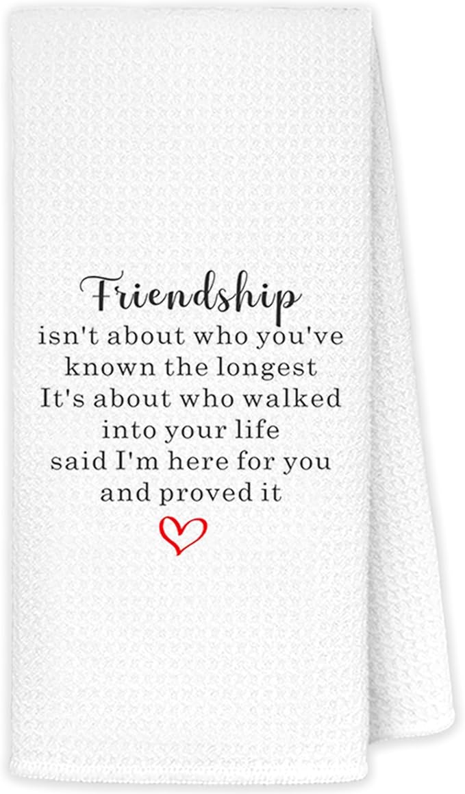 JINYO Friendship Gifts Kitchen Towels, Best Friend Bestie Gifts Hand Towels for Bathroom Kitchen Decor, Long Distance Friendship Gift Decorative Dish Tea Towels, 16x24 Inch