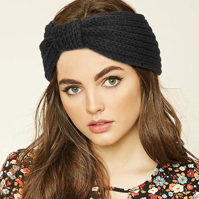 DRESHOW Winter Knit Chunky Headbands for Women Crochet Turban Knitted Ear Warmer Fashion Head Wrap 6 Pack