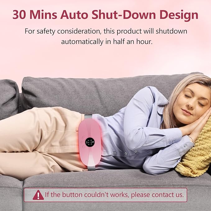Heating Pad for Period Cramps Portable Cordless 3S Fast Period Heating Pad Cramp Relief with 3 Heat Levels and 3 Massage Modes Menstrual Electric Waist Wrap Belt for Pain Relief Gifts for Her