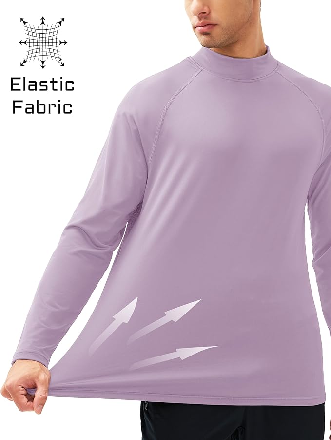 MAGCOMSEN Men's Thermal Shirt Mock Turtle Neck, Fleece Lined Long Sleeve Undershirts, Athletic Warm Base Layer Winter Top