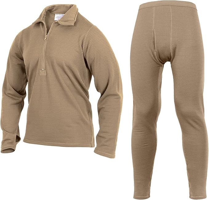 Rothco ECWCS Gen III Mid-Weight Underwear Top & Bottom Set (Level II) Tactical Grid Fleece Thermals