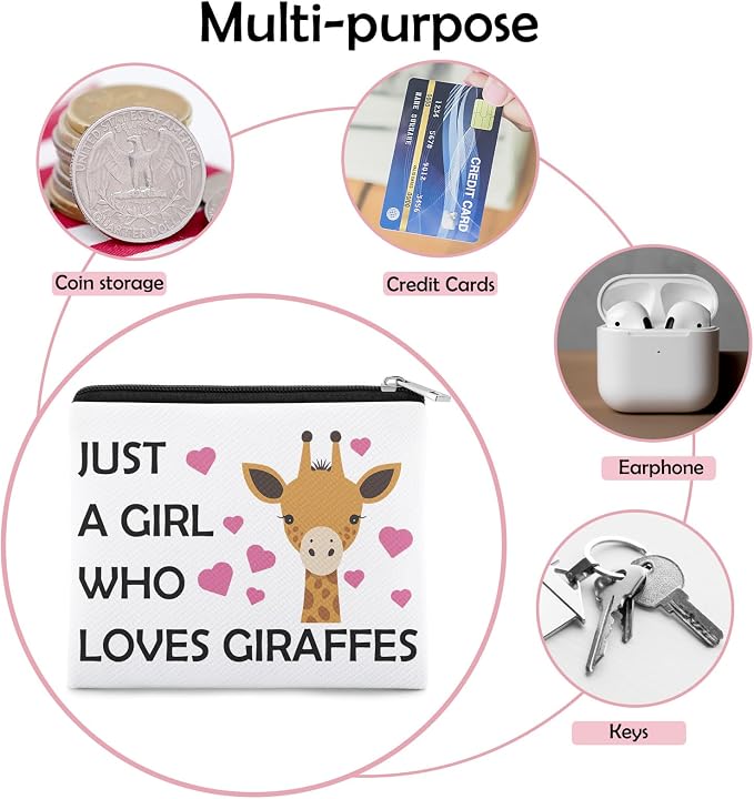 Giraffe Lovers Gift Giraffe Coin Purse for Women Giraffes Gifts Friend Daughter Sister Animal Lover Present Coin Pouch Giraffo Gift Coworker Christmas Birthday Valentines Gifts Zipper Change Pouch