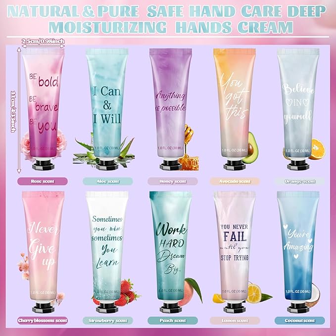 20 Pack Employee Appreciation Team Gifts Bulk Travel Size Hand Cream Inspirational Natural Fragrance Hand Lotion Christmas Winter Thank You Gifts for Women Teacher Nurse Coworker Staff Baby Shower