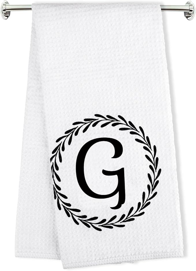 Monogrammed Hand Towels Name Ini-tial Letter G Kitchen Towels,Personalized Gifts for Women Wife Mom,Monogram Dish Towel Decorative Tea Towel 17x23 Inch,for Kitchen Bathroom