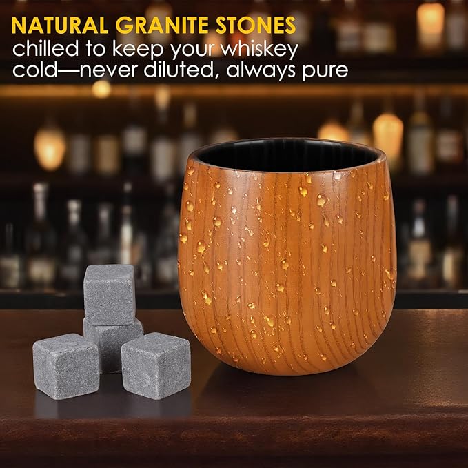 Charred Whiskey Glass Wooden Bourbon Glass Handcrafted 10oz Whiskey Tumbler Old Fashioned Glass Great Whiskey Gifts For Men Husband Dad Brother Birthday Christmas Father's Day Retirement