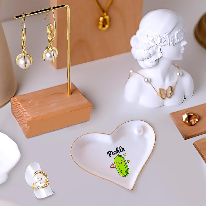 Pickle Ring Holder Dish Tray, Gifts For Women Teens Girls, Pickle Lovers Themed Stuff Accessories Things Decor Merch, Home Room Ring Earrings Necklace Organizer Holder!