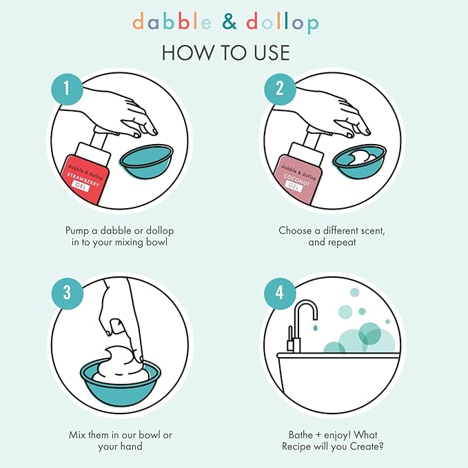 Dabble & Dollop Lemon + Vanilla Body Wash & Shampoo – 3-in-1 Natural Bubble Bath for Kids, No Parabens or Sulfates, Vegan, Gluten-Free, Tear-Free (2-Pack)