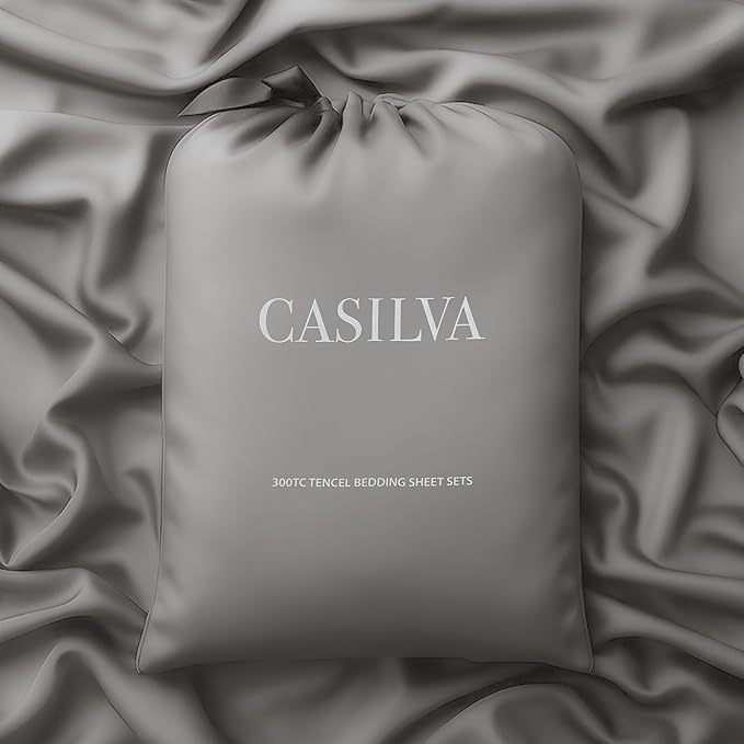 CASILVA Eucalyptus Sheets - Infused with Silver for Anti-Odor, Softer Than Silk Fibers, More Cooling Than Cotton - Perfect for Hot Sleepers & Sensitive Skin - 100% Tencel Lyocell - Twin Sheet Set