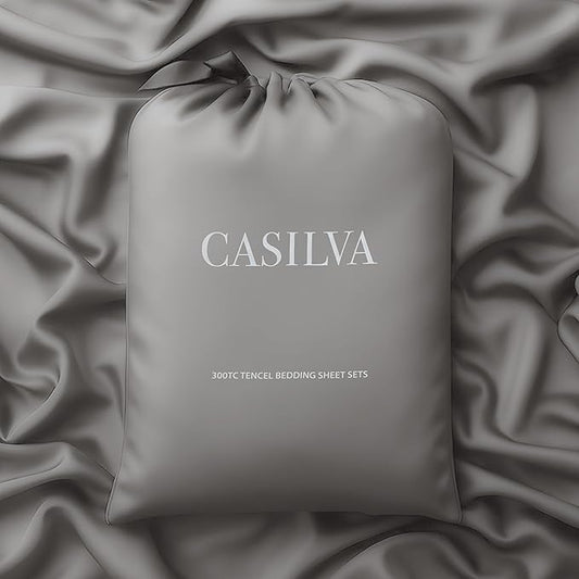 CASILVA Eucalyptus Sheets - Infused with Silver for Anti-Odor, Softer Than Silk Fibers, More Cooling Than Cotton - Perfect for Hot Sleepers & Sensitive Skin - 100% Tencel Lyocell - Full Sheet Set