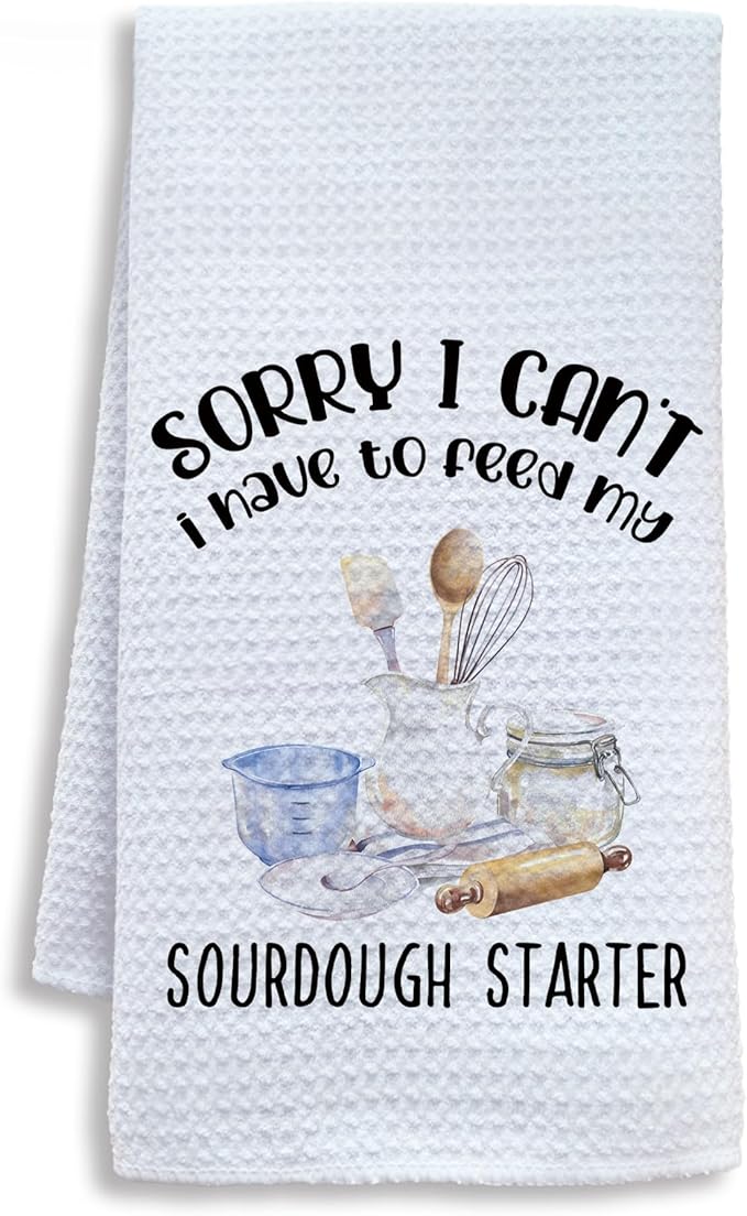 Funny Sourdough Baking Kitchen Towels, Baking Gifts for Women Dish Tea Towels for Kitchen Bakery, Gifts for Sourdough Bakers Decorative Hand Towel, 16x24 Inch