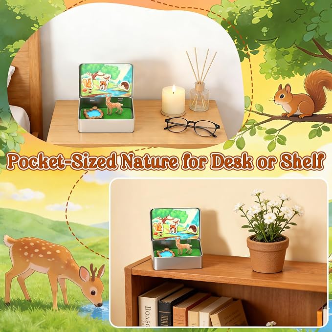 Little Pocket Deer Mini Deer Gift Collectible Travel Buddy | Cute mini deer in a pocket tin, a collectible desk gift for coworkers, friends and woodland animal lovers