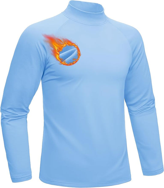 MAGCOMSEN Men's Thermal Shirt Mock Turtle Neck, Fleece Lined Long Sleeve Undershirts, Athletic Warm Base Layer Winter Top