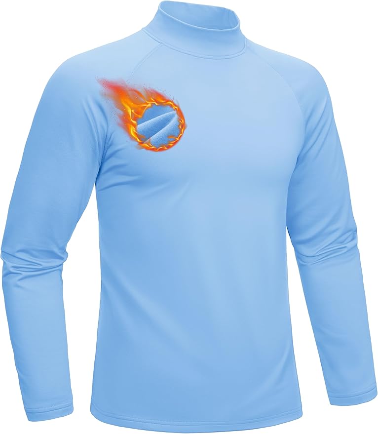 MAGCOMSEN Men's Thermal Shirt Mock Turtle Neck, Fleece Lined Long Sleeve Undershirts, Athletic Warm Base Layer Winter Top