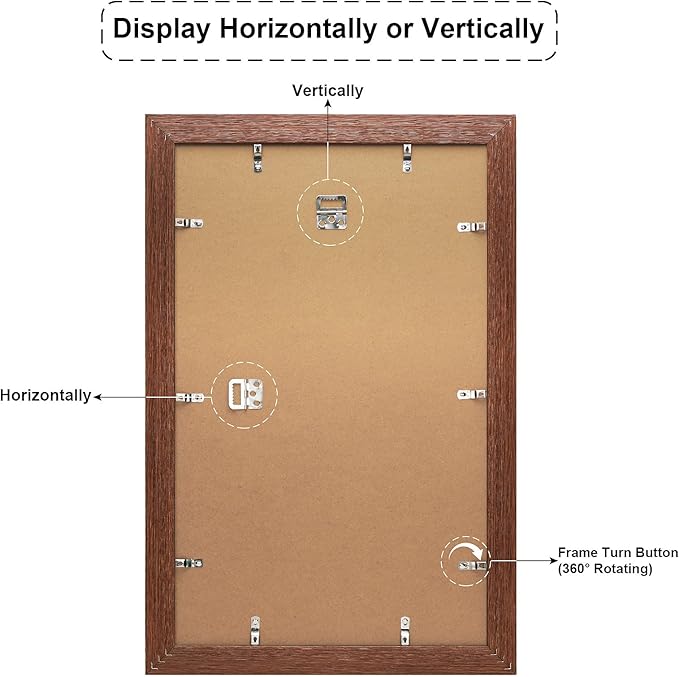 13x21 Picture Frame Display 10 opening 4X6 Picture Frame Collage,Multi Photo Frame with Mat,Plexiglass,Wall Mount Decor,Walnut Wood Grain