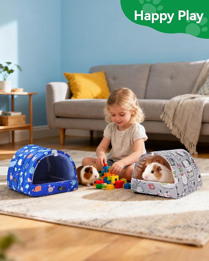 2 PCS Guinea Pig Hideout Guinea Pig House Guinea Pig Bed, Washable Hamster House Small Animal Cage Accessories for Mouse Chinchillas Hamsters Hedgehogs Ferrets Bearded Dragons and Rats