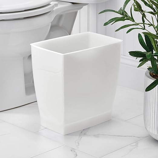 iDesign Small Rectangular Bathroom Trash Set of 2 Waste Can, Clear Frost