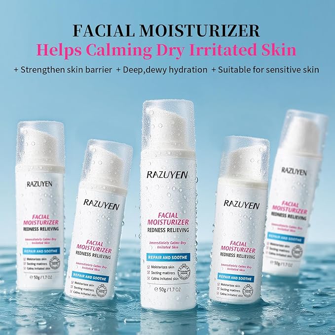 Panthenol Cream, Soothing Face Repair Cream for Sensitive Skin, Fragrance Free, Non-Comedogenic, Hypoallergenic, Ceramide Moisturizer for Calming and Hydrating Skin, 1.7 Oz