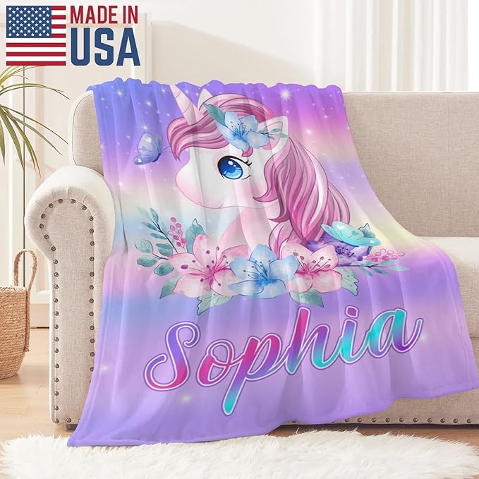 Custom Initial Baby Name Blanket - Personalized Throw Blanket for Babies Kids Adults