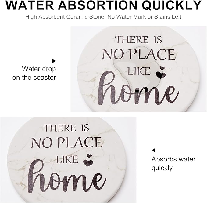 Housewarming Gifts for New Home Coasters Farmhouse Coffee Table Decor Set of 6 Pack Ceramic Cup Coaster Modern House Warming Gift Decorations Coster Cute Marble Drink Coasters Set