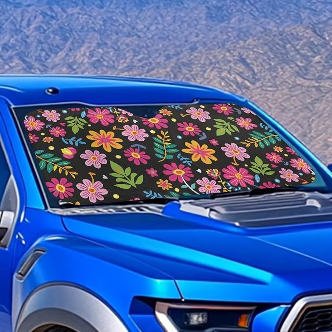 Cute Flower Car Sun Shade Blocks UV Rays Automotive Interior Cover Sun Visor Protector Keep Your Vehicle Cool,Car Accessories