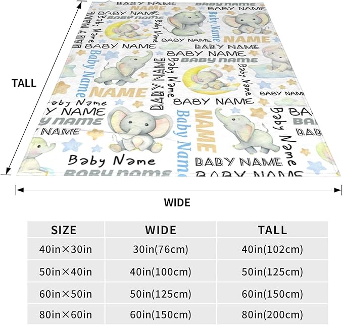 Personalized Baby Blankets for Girls Boys, Custom Baby Blanket with Name, Customized Baby Blanket Gifts for Kids Newborn for Birthday Christmas