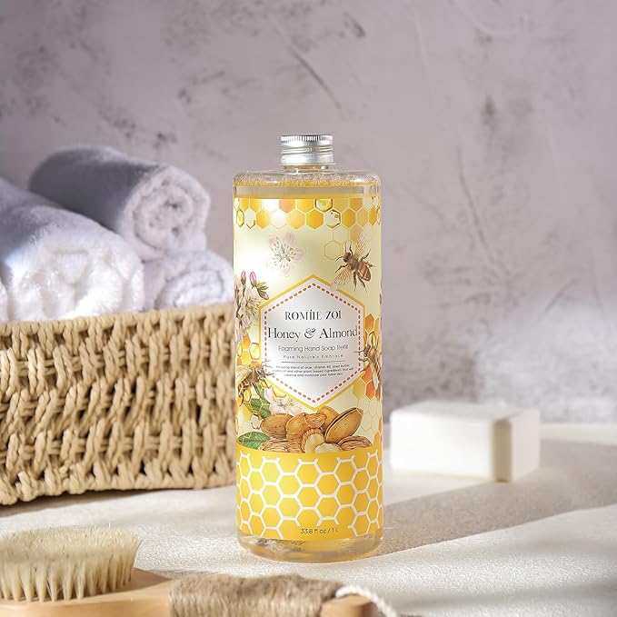 ROMIIE ZOI Foaming Hand Soap Refill, Honey & Almond, Gentle & Moisturizing Formula, 1 L/ 33.8 FL OZ