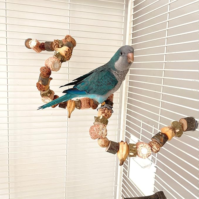 Bird Chew Toys, 27.5in Parakeet Natural Corn Stick Parrot Hanging Toys Perch Stand for Conure Cockatiel Parrotlet Budgie