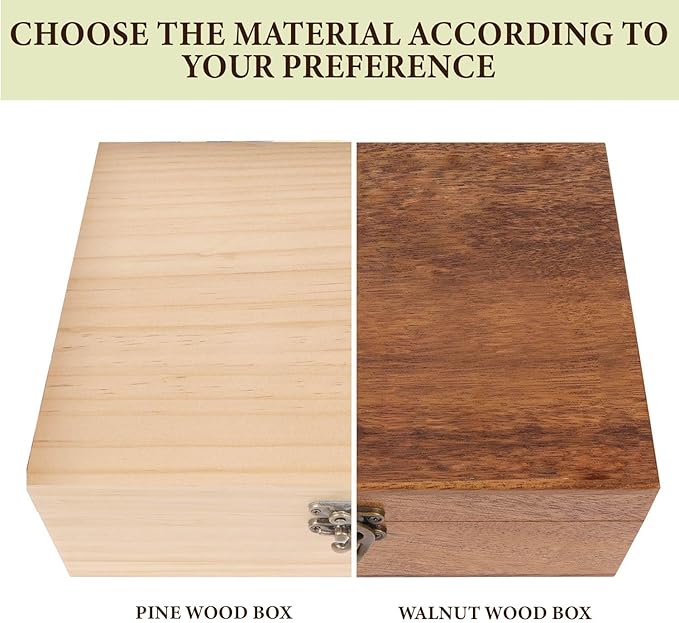 Personalized Walnut/Pine Wooden Keepsake Box 8 * 10 * 3.4 in, Custom Engraved Family Memory Wooden Box, Large Walnut with Initials Story Storage Boxes, Personalized Name Decorative Boxes