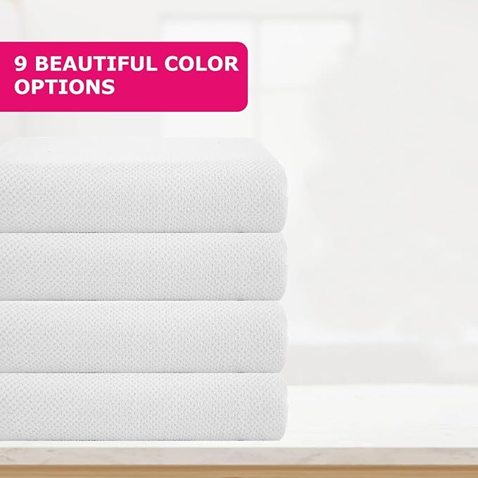 CASA COPENHAGEN Popcorn Textured 4 Pieces Bath Towel Set- White, 550 GSM 4 Bath Towel Rough & Tough Use Cotton Towels Gift Set for Bathroom