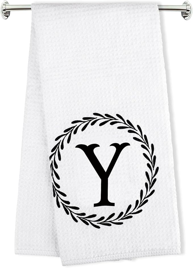 Monogrammed Hand Towels Name Ini-tial Letter Y Kitchen Towels,Personalized Gifts for Women Wife Mom,Monogram Dish Towel Decorative Tea Towel 17x23 Inch,for Kitchen Bathroom