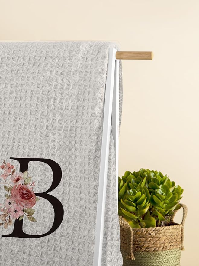 Kitchen Towels, Personalized Gifts Mode Monogram Letter B Kitchen Towel for Dinning Bathroom, Christmas Birthday Gifts for Women, Kitchen Towel and Dishcloths Sets 16×24 Inches