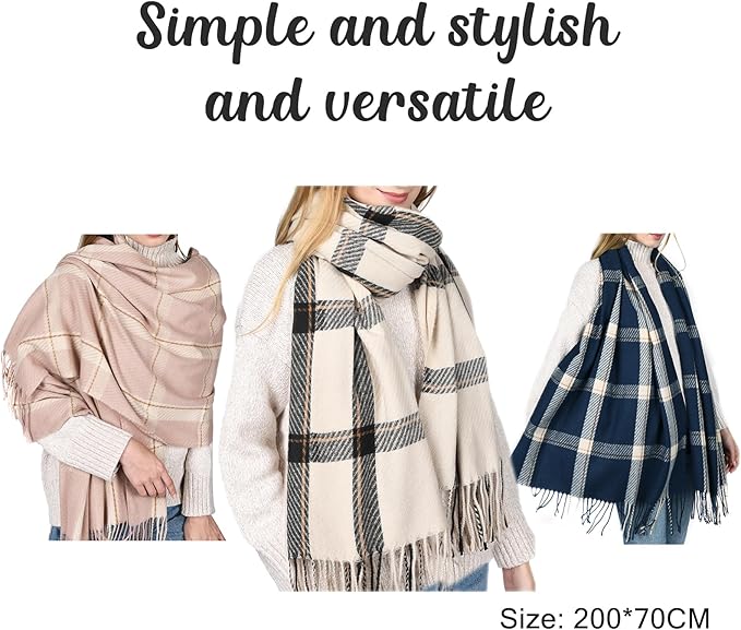 FURTALK Winter Scarf for Women Shawl Soft Tassel Plaid Large Oversized Scarves Wraps
