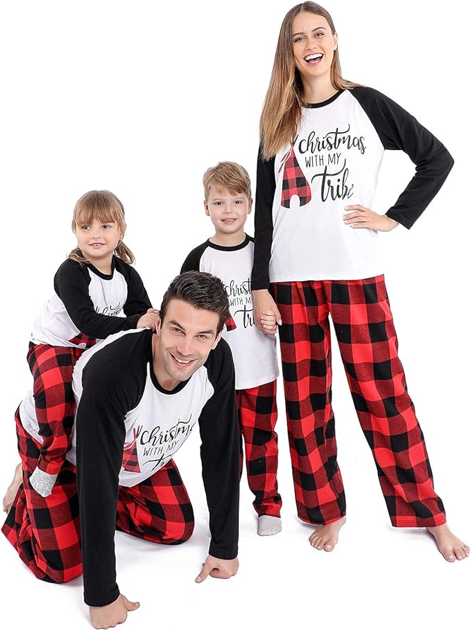 ANGELGGH Matching Christmas Pajamas for Family, Cute Vacation PJs Sets for Couples/Women/Men, Xmas 2 Piece Jammies Sleepwear